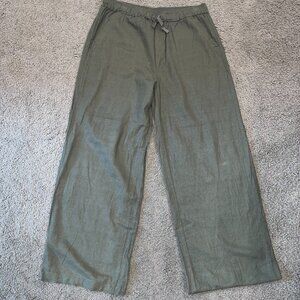 SPLENDID Angie Coastal Linen Blend Wide Leg Pull On Pants -Size L